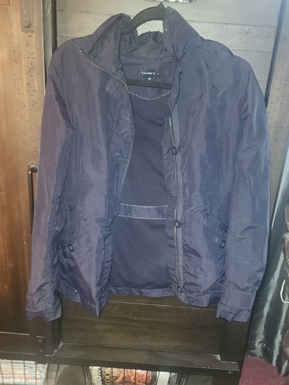 Lands' End Dark Navy Lightweight Hooded Jacket